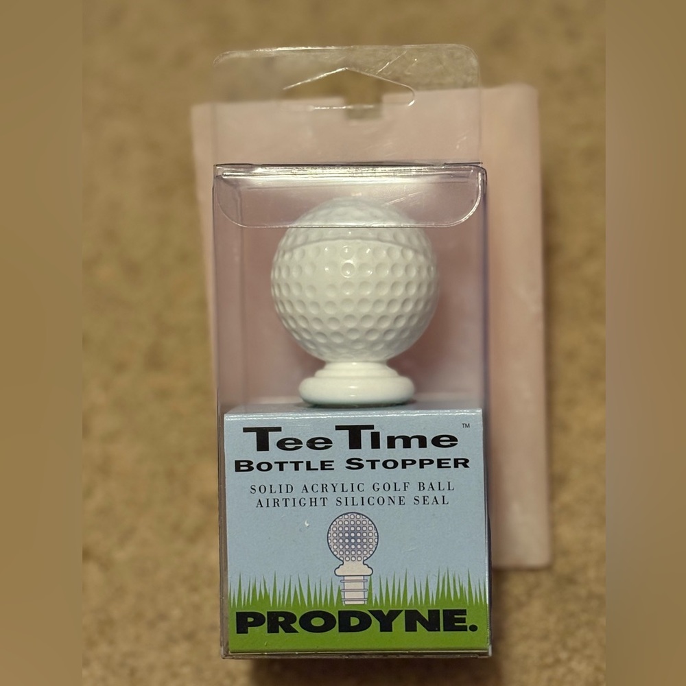 NWT Prodyne Tee Time Golf Ball Solid Acrylic Bottle Stopper